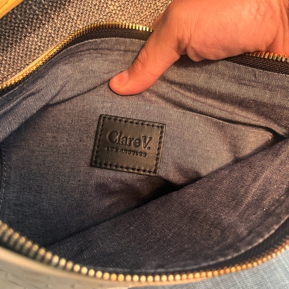 Clare V moyen messenger crossbody bag cream woven - Picture 5 of 9